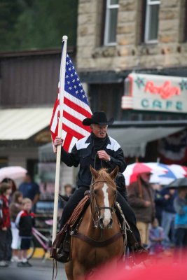 Horse With American Flag,, ( Note: NOt An American Union Flag )