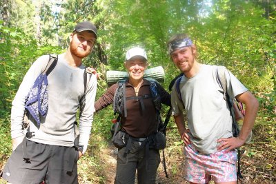 Three Happy Thru-Hikers On Pacific Crest Trail