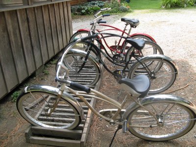 Vintage Bikes Parked At Bakery
