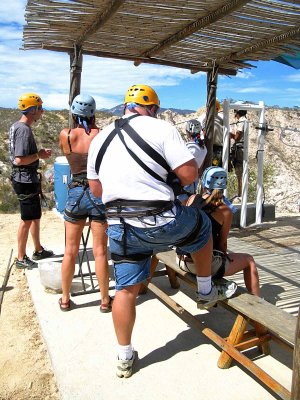  Getting Ready To  Zip Line  Across Canyon