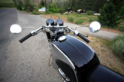 View of Cafe Bars And Gauges Of 1969 350 Honda