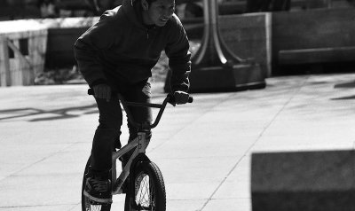 Cyclist at City Hall