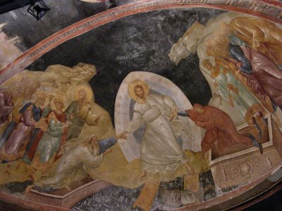 Kariye Mosque, The Resurrection: Jesus pulls Adam and Eve from their tombs