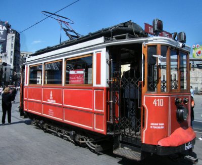  Old Working Tram in Taksim Square (not many seats inside!)