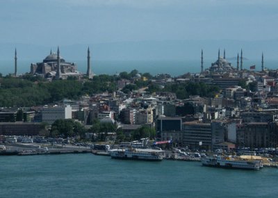 Hagia Sophia and Blue Mosque from Galata Tower