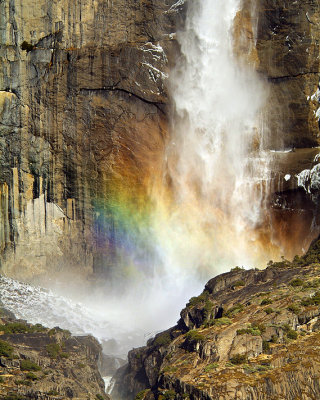Yosemite Falls Rainbow Closeup - Yosemite NP, CA