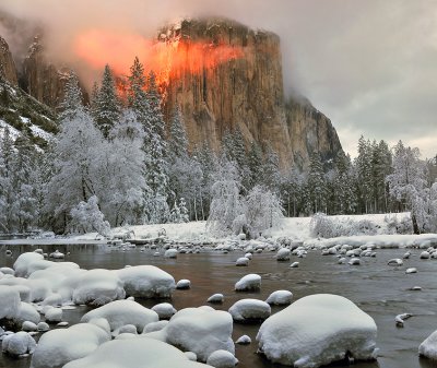 CA - Yosemite NP - Firey Sunset Light on El Capitan 2
