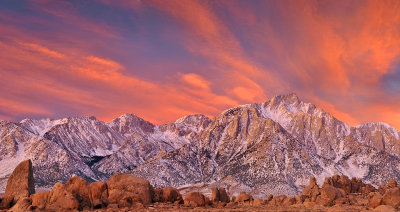CA - Alabama Hills - Sunrise Over Lone Pine Peak