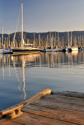 Santa Barbara Harbor - Boat Reflections & Dock