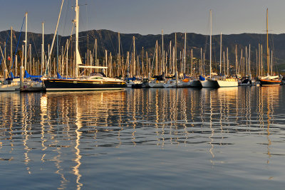 Santa Barbara Harbor - Boat Reflections 2