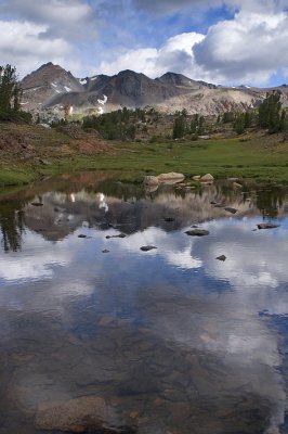 20 Lakes Basin - Stormy Sky Reflection In Tarn