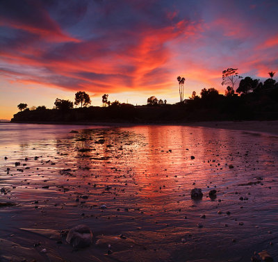 Santa Barbara - Leadbetter Point Red Sky Sunset_23x24