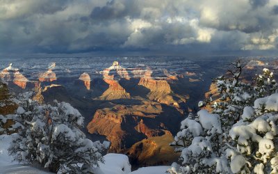 Grand Canyon NP - Snowy Foreground Stormy Sky 23x32