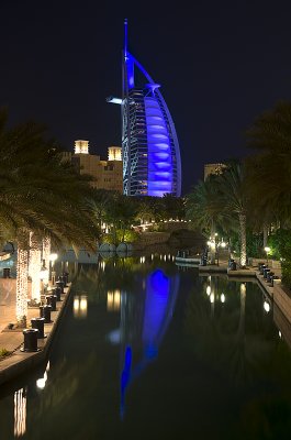 Burj Al Arab at Night from Souk Madinat entrace