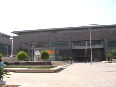 Research building with walkway arch