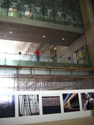 View of construction inside the hollow area of the research buildings