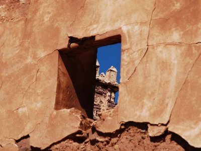 Looking out the a window of the Kasbah (mud constructed palace) of Pasha Glaoui.