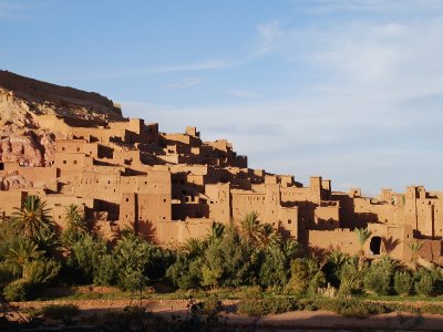 Ait Ben Haddou, a reconstructed town often used for a movie set.  One of the most recent popular movies shot here was Gladiator.