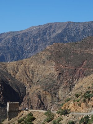 The road over the High Atlas and one of the tea shops along the road.