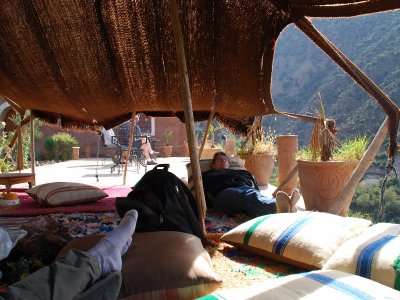 We rest after a 10 km walk through berber towns.