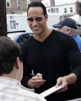 The Rock with a fan
