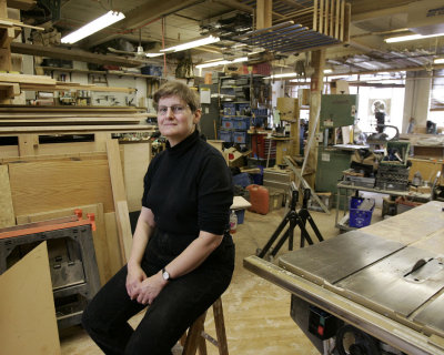 A woman woodworker