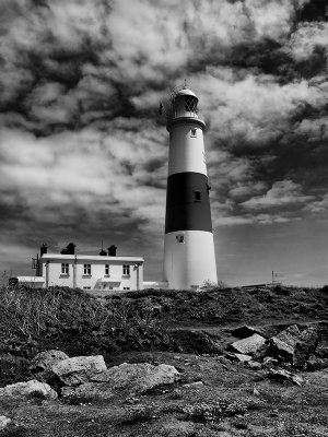 Portland Bill Lighthouse in Black and White
