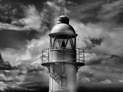 Brixham Lighthouse in Black and White