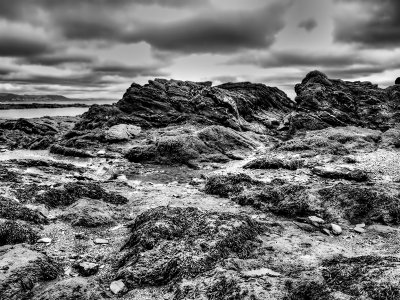 Rocks at Looe in Black and White