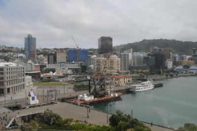 View of Wellington harbour from Te Papa museum