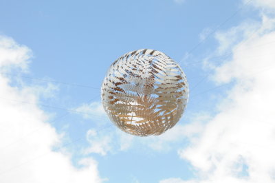 Fern sculpture suspended over Wellington Town Square