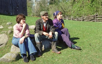 Jill, Noel and Debbie behind the barn