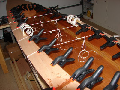 The lines help pull the outside edges down to counterbalance the weight of the clamps