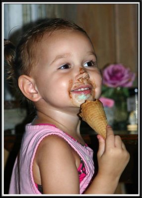 The only way to eat ice cream... WHOLEHEARTEDLY!! You gotta stick your face in it.
