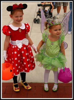 Noelle and Kylie are ready to collect some candy!