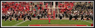 Brutus welcomes the Ohio State Marching Band!