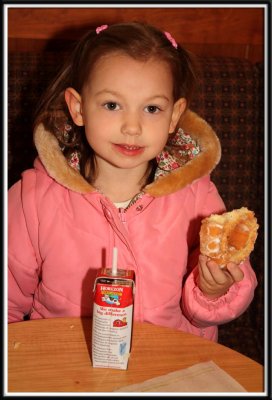 Noelle was happy Starbucks had donuts