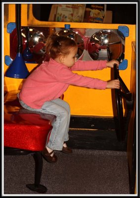 Kylie tries to drive the bus, but she's too short