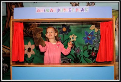 Noelle's puppet show with Moose A. Moose