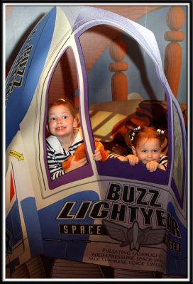 Noelle and Kylie in Buzz's ship