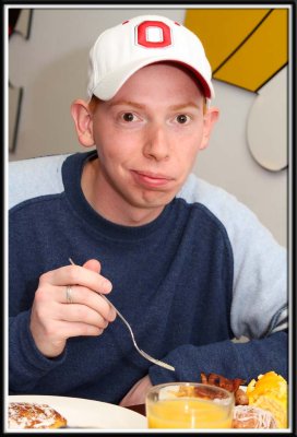 Brett enjoys his breakfast