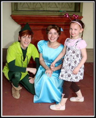 Peter Pan and Wendy ask Noelle if she's ridden their ride yet