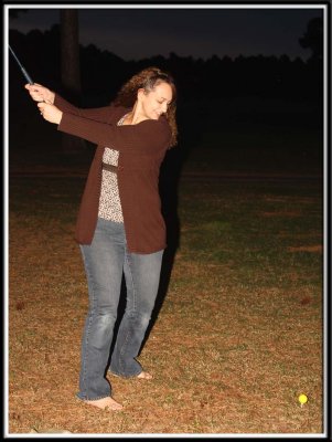 My valiant attempt to pretend I know how to swing a golf club!