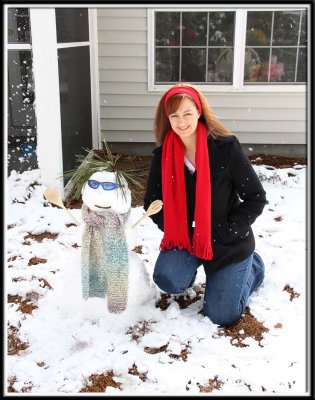 Building a snowman and FREEZING!!! The things I do for my kids!!