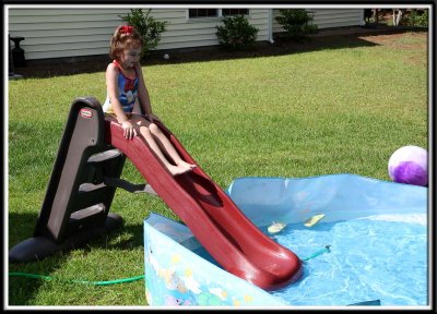 July 5th- homemade pool slide!