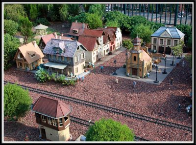 A mini German village... complete with train set.