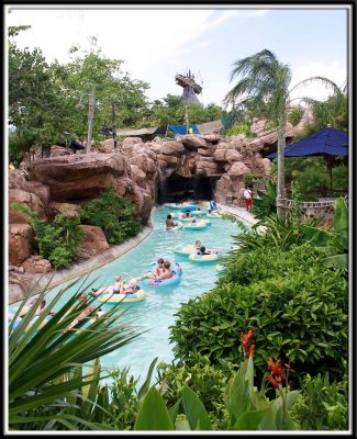 The lazy river winds around the whole park, and yes, we rode the whole way around