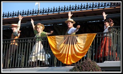 If you get to the park in time for the morning opening (called rope drop), you can enjoy a little show from the railroad