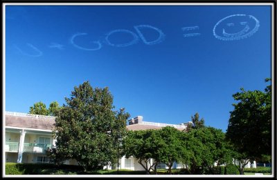 This is what greeted us from the sky one morning. Cheesy, but very cool :-)