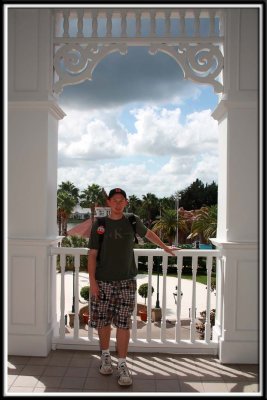 Brett on the balcony outside the Grand Floridian